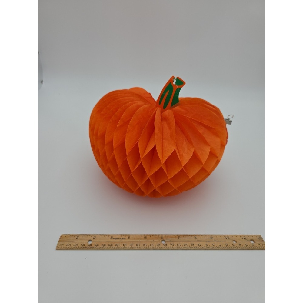 Vtg 1960s Beistle Pumpkin  Honeycomb Tissue Paper Table Top Piece - Made in USA
